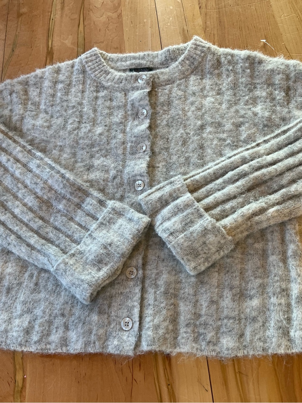 wild fable Heather Gray Ribbed Button-Front Cardigan